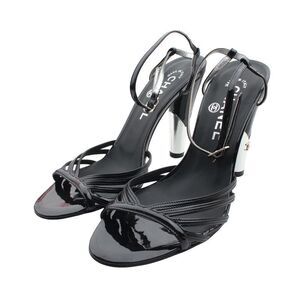 Black Patent Leather Strap Sandal